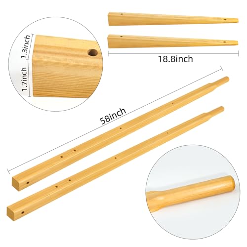 Wood Replacement Wheelbarrow Handles Kit with 304 Stainless Nuts and Bolts, Includes 2 Wedges Tough Seal Coat and Pre-Drilled Holes for Easy Installation