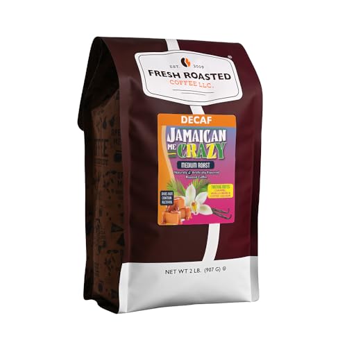 Image of Fresh Roasted Coffee, Decaf Jamaican Me Crazy Flavored Drip Ground Coffee, Medium Roast, Kosher, 2 lb (32 oz)