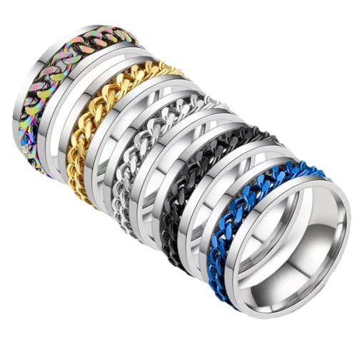 Anxiety Ring Fidget Rings Set Stress Rings Pack Fidget Spinner Ring for Men Women