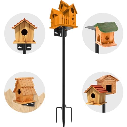 Image of AHRLHR 80 Inch Adjustable Bird Feeder Pole,Bird House Pole Suitable for Feeders & Birdhouse,Weather Station,Heavy-Duty Rustproof Design,Enhance Outdoor Decor & Birdwatching Experience