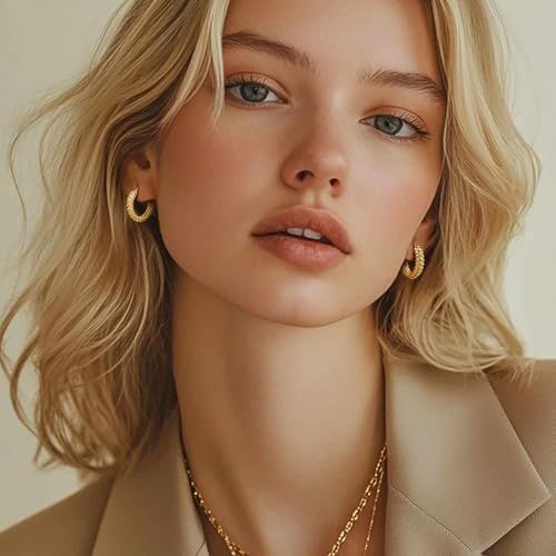 Gold Hoop Earrings for Women 14K Gold Earrings for Women Chunky Hoop Earring for Womens Hoops Graceful Dependable and Undeniably Stylish Hoops Earring for Womens Trendy 20mm3