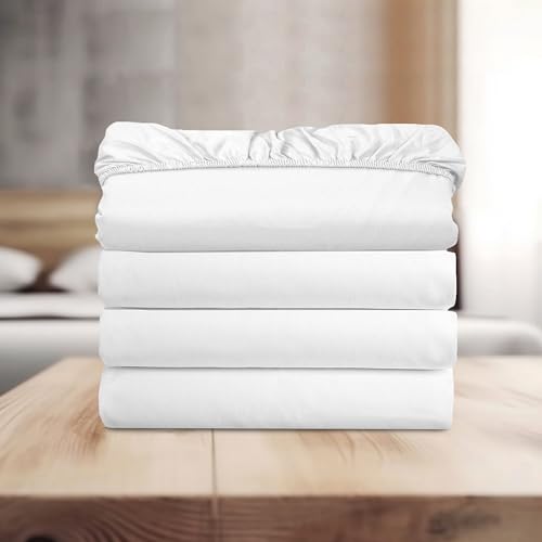 Drap-housse de qualité hôtelière 1500 en microfibre blanche lot de 4