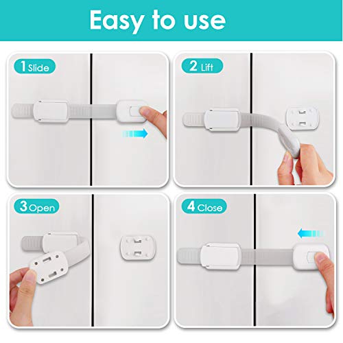 image for Luxsports 4 Pack Child Safety Strap Locks and Adjustable U Shaped Slid