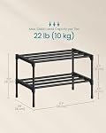 SONGMICS 2-Tier Shoe Rack for Closet, Compact Metal Shoe Organizer Shelf for Entryway, Bedroom, Small Spaces, Stackable, 11.8 x 17.7 x 12.2 Inches, Black ULSA112BH01