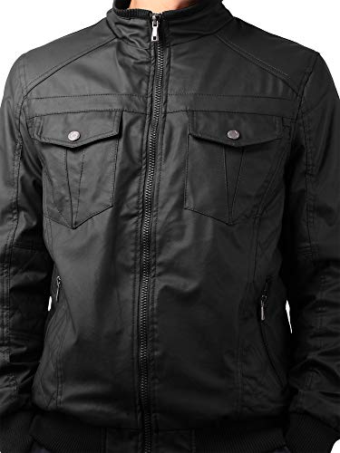Hat and Beyond Mens Premium Faux Leather Jacket Motorcycle Rider Outerwear with Tactical Pockets4