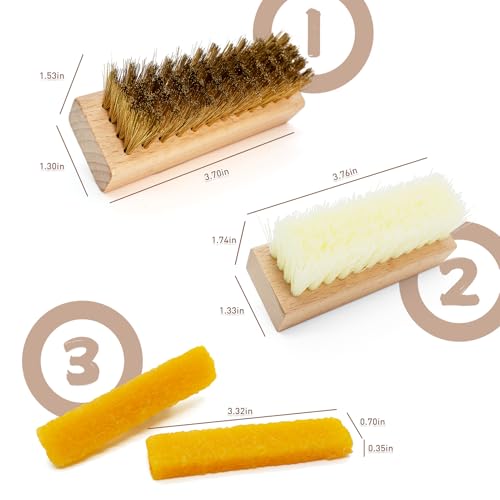 DELUOLUO Suede and Nubuck Shoe Cleaner Kit - 4 pcs Shoe Care Set, Brass & Soft Nylon Brushes with 2 Erasers - Premium Dry Cleaning Tools for Boots, Sneakers, Bags - Restores Nap & Removes Scuffs - Thumbnail 5