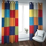 Paulklee Verdunkelungsvorhänge, bunt, kariert, isoliert, für Jugendhaus-Dekoration, ideal für Schlafzimmer oder Wohnzimmer, 137,2 x 167,6 cm