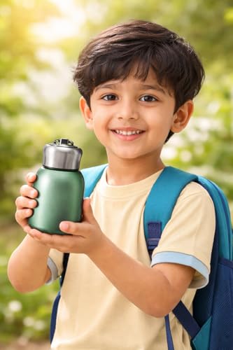 Image of Mini Shiny Stainless Steel Water Bottle 300ML | Leakproof Full Color Bottle for Kids & Adult | Portable Milk Tea Coffee Holder |Travel Wide Mouth Container| Water Can for School- Pack Of 1