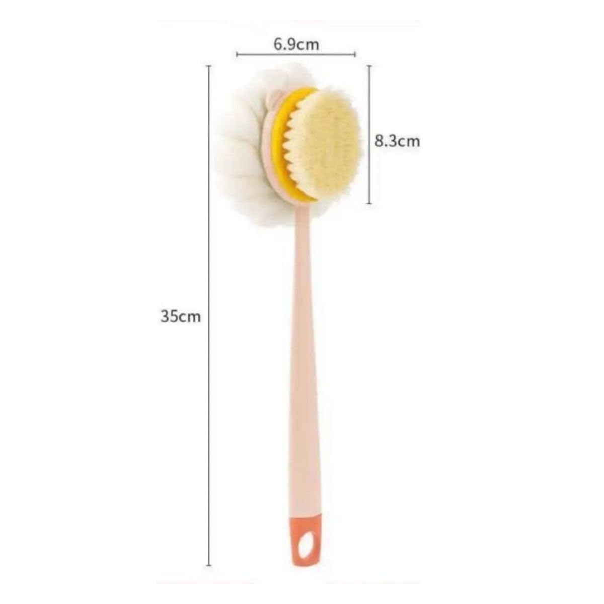 BUFFER® 2'si 1 Arada Çift Taraflı Uzun Saplı Fırçalı Banyo Vücut Sırt Fırçası Banyo Lifi
