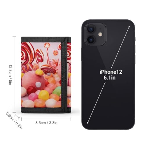 Sweet Candy Wallets for Man Women, Slim Trifold Wallet with ID Window, Durable Credit Card Holder for Travel2