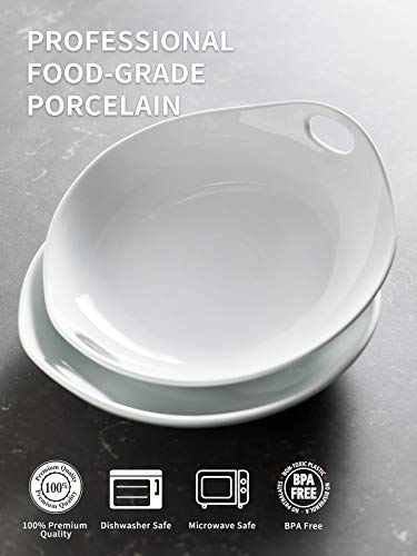 Porcelain Serving Platter with Handles Serving Bowl Set for Noodles 11.93-inch Porcelain Platter Set Large Dinner Plate for Meat, Salad Set of 2 White - Thumbnail 6