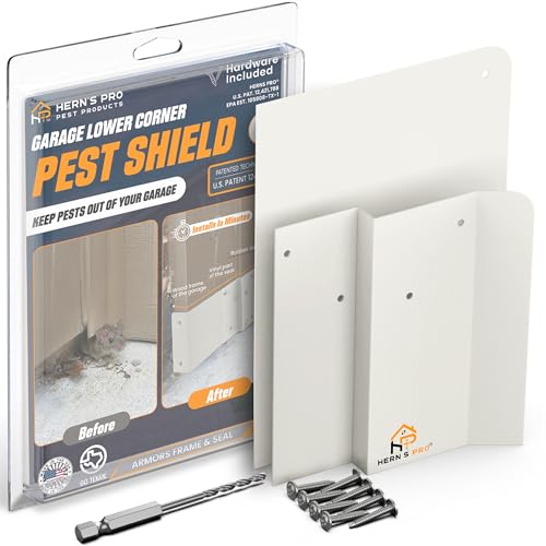 Herns Pro Garage Lower Corner Pest Shield Heavy-Duty Aluminum Armor | Fits 2x4 2x6 2x8 Jambs | Chew-Proof Metal | Complete Frame & Seal Protection | Made in USA | No Demolition Required (White)