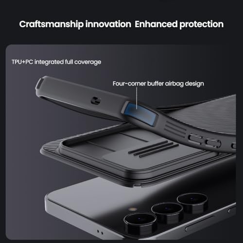 Image of Nilkin Classic Series for Samsung S25 FE Case with Camera Cover, [Camera Lens Protector] [Scratch-Resistant] [360 Full Protection] Shockproof Slim Phone Case (Black, S25-FE)