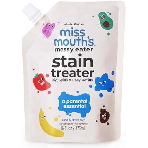 Miss Mouth's Messy Eater Stain Treater - 16oz Refill - Newborn & Baby Essentials - No Dry Cleaning Food, Grease, Coffee Off Laundry, Underwear, Fabric Cover