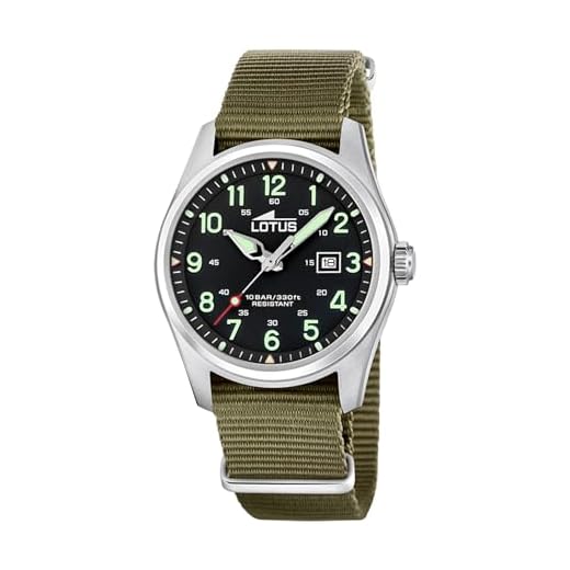 LOTUS Montre Homme Minimaliste Bracelet Nylon Marron – Montre Analogique avec Calendrier – Style Militaire Casual Sport – Verre Minéral – 10 ATM – Mouvement à Quartz 19055/4
