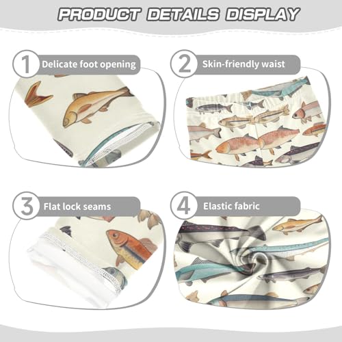 Girls Leggings Fishes Vintage Kids Length Leggings Pants Toddler Athletic Soft Tights Trousers 4T3