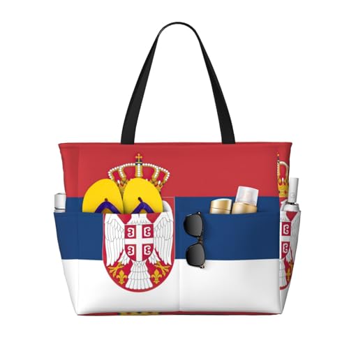 Sac de plage drapeau Serbie noir imperméable pour vos voyages