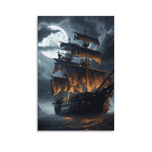 Peinture sur toile pirate et voilier pour salon