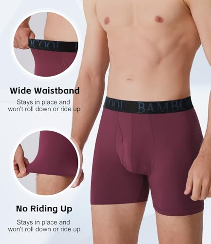 Image of BAMBOO COOL Men's Ultra ComfortSoft Underwear, Moisture Wicking & Breathable No Ride Up Boxer Briefs with Fly, Multipack