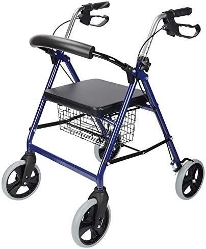 LIVINGbasics Four Wheel Walker Rollator Aluminum with Fold Up Rem...