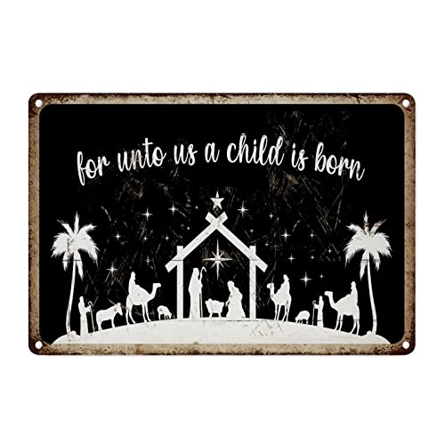Décoration murale en métal crèche de Noël vintage plaque noire durable