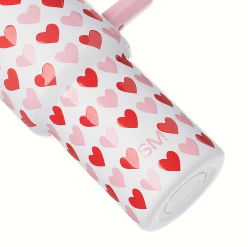 Image of Simple Modern Valentine's Day 40 oz Tumbler with Handle and Straw Lid | Gifts for Her | Insulated Reusable Stainless Steel Water Bottle Travel Mug Cupholder Use | Trek Collection | Hearts on White