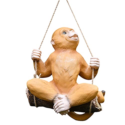 Outdoor Statue Garden Sculpture Garden Sculpture Outdoors Climbing Monkey Tree Hanging Garden Ornament Statue Decoration Rope Hanging Animal Ornament Patio Lawn Decoration (Color : A) Gift #TOP11