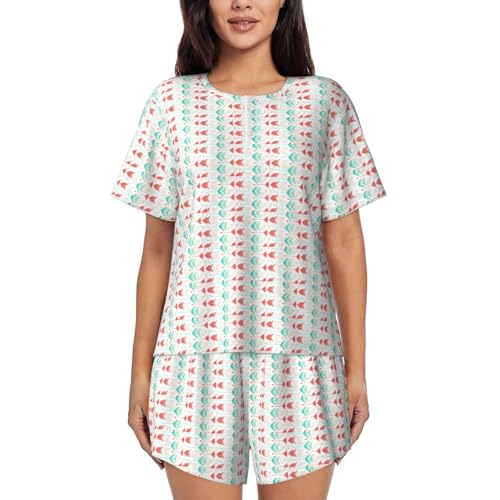 Pyjama manches courtes femme léger imprimé flèches respirant