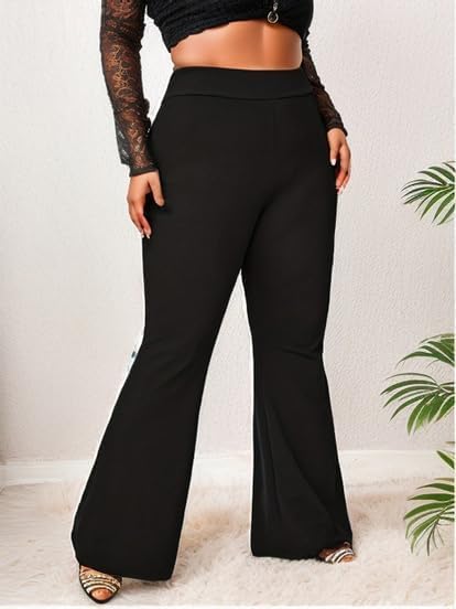 Plus-Size Casual Pants for Women high-Waisted Bell Bottoms Yoga - Image 3