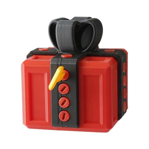 Wellrun 6x6x6cm Annoying Gift Box Fun Prank Box With Screws 3D Printed Prank Puzzle Boxes for Christmas Valentines Day Easter Birthday(Black&Red)