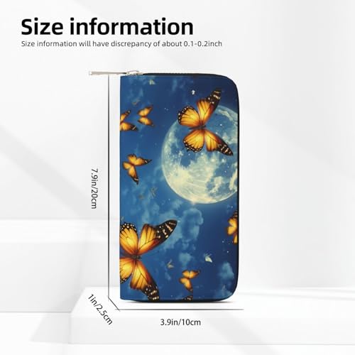 Dancing Butterfly print Leather Wallet for Women Men,Women's Leather Clutch Wallet with Zip,Large Capacity4