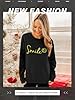 Dresswel Womens Sweatshirt Vintage Funny Smile Face Graphic Print Crewneck Long Sleeve Tops Ladies Pullover Basic Cotton Jumpers Blouse (Black, L) #1