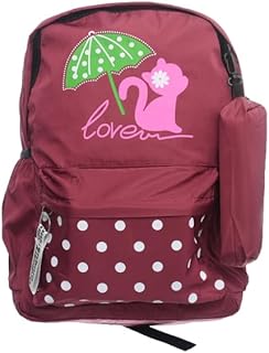 شنطة ظهر مدرسية عالية السعة مقاومة للماء مصممة بجيب امامي وجيبين جانبيين واشرطة كتف مريحة متضمنة مقلمة لطيفة عملية للطلاب - متعددة الالوان