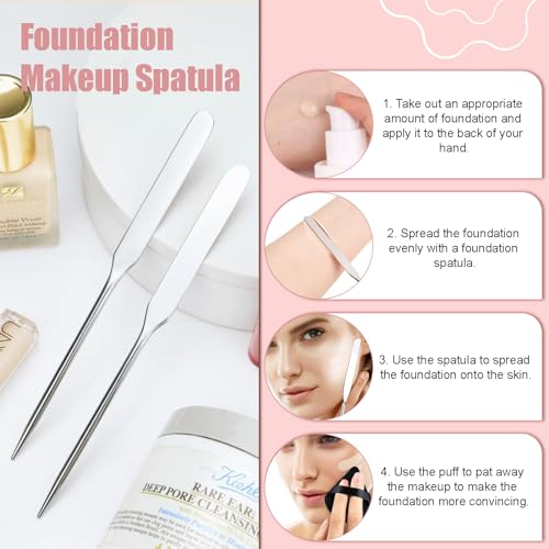 4 Pcs Makeup Spatula Set, Stainless Steel Cosmetic Makeup Palette, Korean Mixing Palette Foundation Cosmetic Skin Care Tool - Image 4