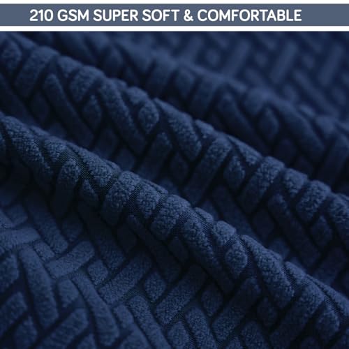 Image of HOKIPO Premium Jacquard Fully Covered Cover for Swivel Dining Chair with Arms, Pack of 4, Navy Blue (AR-5356-NBL*4)