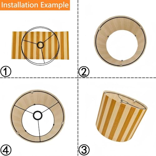 Image of bamboo lamp shade, modern lamp, decorative, red &black stripe,groovy unique,Translucent Barrel, Lamp Replacement Accessories E27, 30x23cm (orange-red)