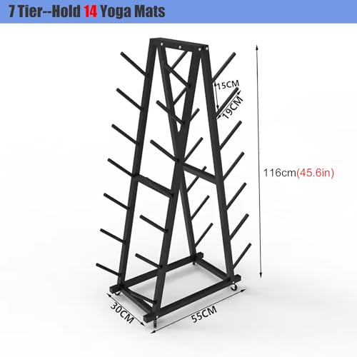 Support de tapis de yoga extra large à 7 niveaux avec roulettes - 3