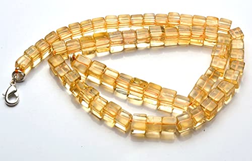 Citrine naturelle en perles cube 3D de 6mm pour création de collier