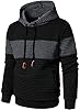 HOOD CREW Men’s Sweatshirts Long Sleeve Pullover Patchwork Plaid Jacquard Hoodie Casual Drawstring Hoody Top Black 4XL #1