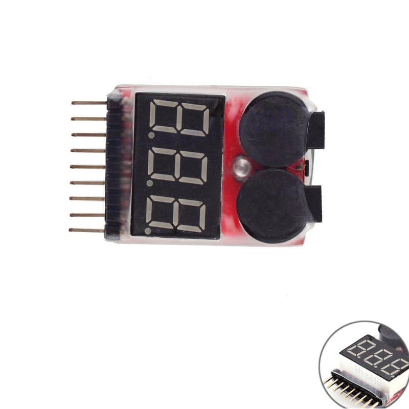ТоуAE - 1/2pcs 2in1 1-8s Lipo ßаttеrу vо|tage Tester,RC Low vо|tage Buzzer Alarm,ßаttеrу Mопitоr Checker Tester for 1-8s Lipo/Li-ion/LiM (2 pieces)