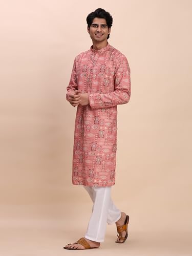 Image of Pro-Ethic Style Developer Men's Cotton Printed Kurta Pajama Set Traditional Outfit | Mandarin Collar (E-129)
