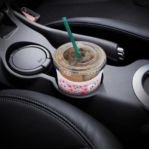 Image of YR Reusable Neoprene Insulator Sleeve for Iced Coffee Cups, 3 Pack Coffee Coolies sleeves for Iced & Hot Drinks, Cold Beverage Cooler Compatible with Cold Soda and More (Halloween Ghost & Flower)