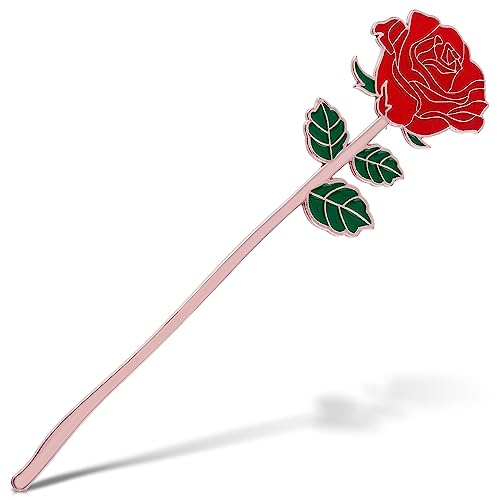 Bewudy Red Rose Bookmark Gift, Metal Book Page Holder for Reading Lovers, Teacher Appreciation Gifts Valentine Mother's Day Christmas Birthday Gift for Women Book Lovers (Red Rose)