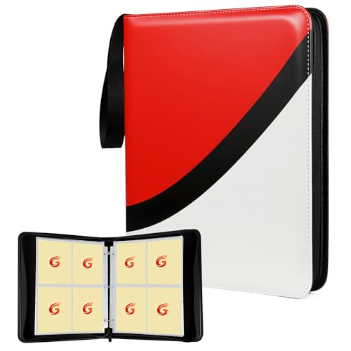 Gtozjve Premium Trading Card Binder with Zipper, Red White Black Tri-Color Design, 400 Double-Sided