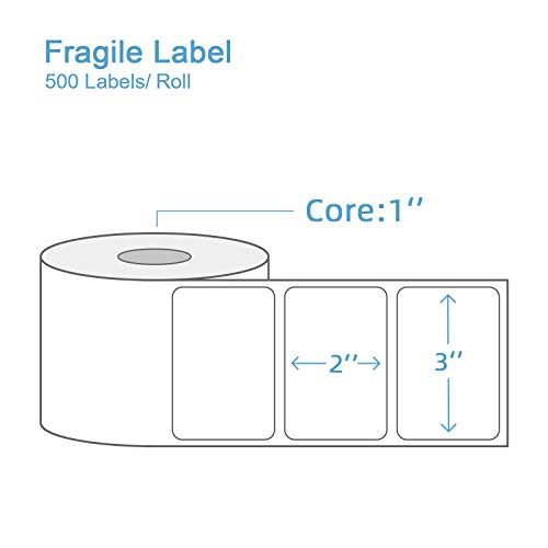 Labelebal Fragile Stickers 3 X 2 Inch Please Handle With Care-Fragile-Thank You Permanent Adhesive Warning Stickers Fragile Labels For Shipping, Moving, Packing (1 Roll, 500 Labels/Roll) #TOP1