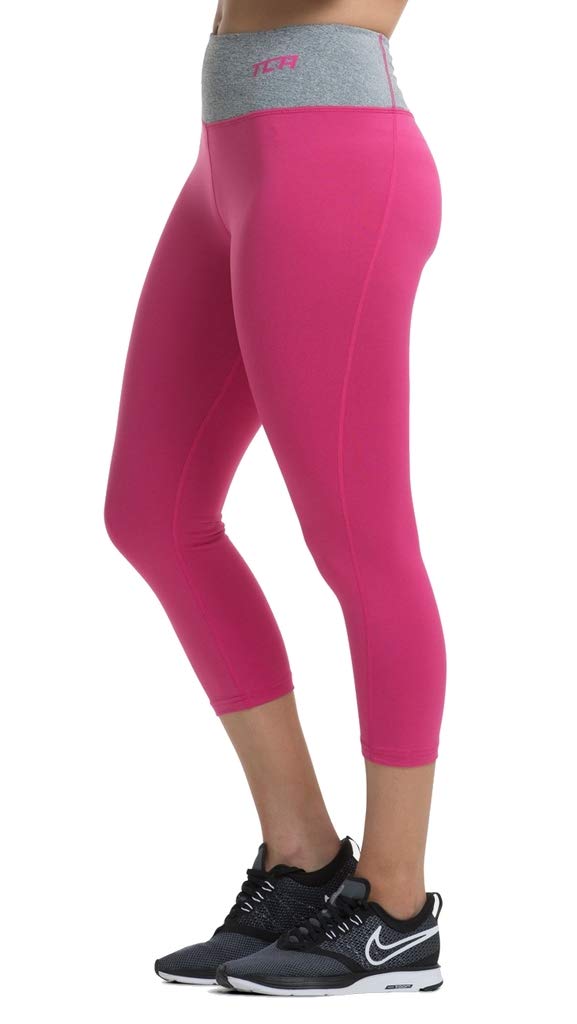 TCA Women's Pro Performance Supreme Cropped Running Leggings - Cabaret/Grey Marl, S