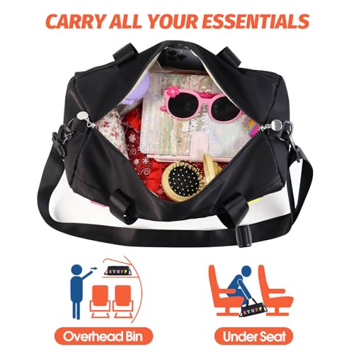 Chenille Letter Stuff Tote Bag 16 Inch, Small Gym Duffle Bag for Travel Dance Sports Workout Camping, Carry On Cheer Ballet Overnight Weekender Bags Birthday Gifts for Girls Kids Teens Women - Black4