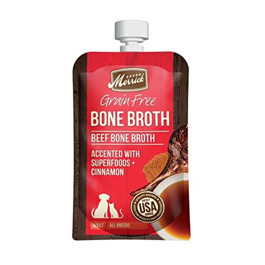 Merrick Grain Free Bone Broth, Premium Human Grade And Gluten Free Dog And Cat Food Topper Pouches, Beef - 7 oz. Pouch