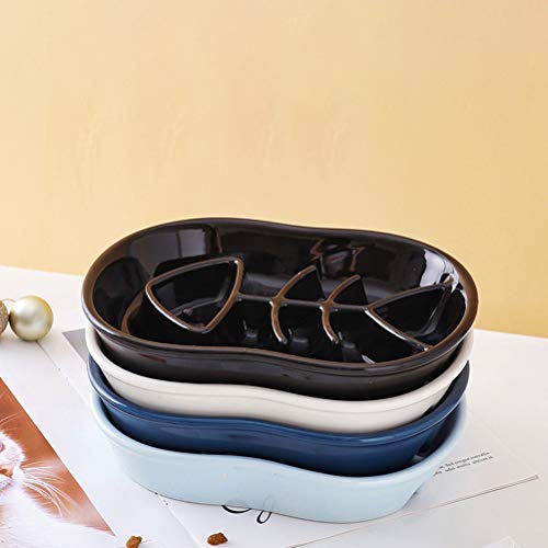 TEHAUX Tigela lenta para alimentação de gatos Tigela de cerâmica para evitar asfixia de animais de e