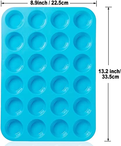DERDOUT Silicone Muffin Pan Mini 24 Cups Cupcake Pan, Nonstick BPA Free Silicone Baking Pan 1 Pack, Blue, 78.125 cubic centimeters - Image 3